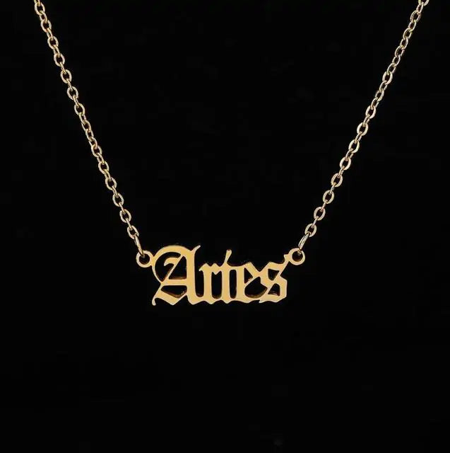 Zodiac Script Necklace