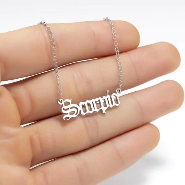 Zodiac Script Necklace