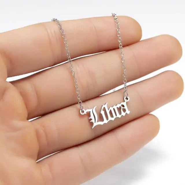 Zodiac Script Necklace