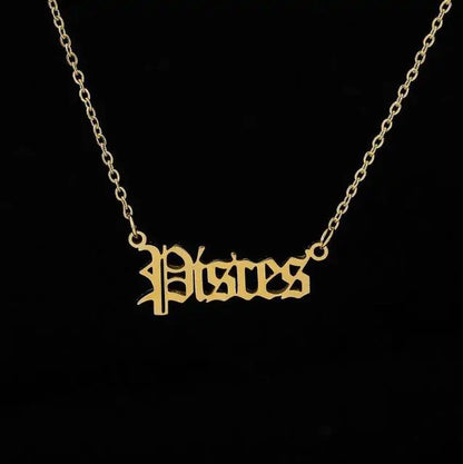 Zodiac Script Necklace