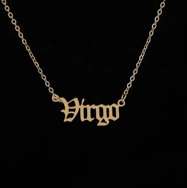 Zodiac Script Necklace