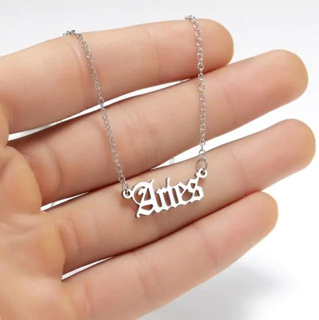 Zodiac Script Necklace