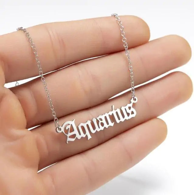 Zodiac Script Necklace