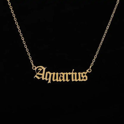 Zodiac Script Necklace