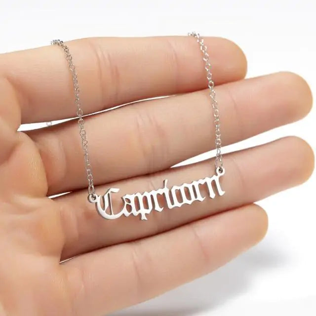 Zodiac Script Necklace