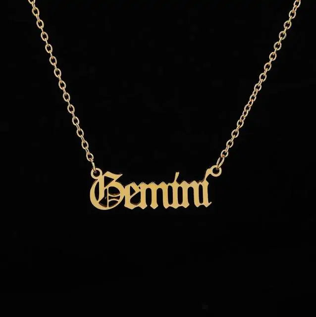 Zodiac Script Necklace