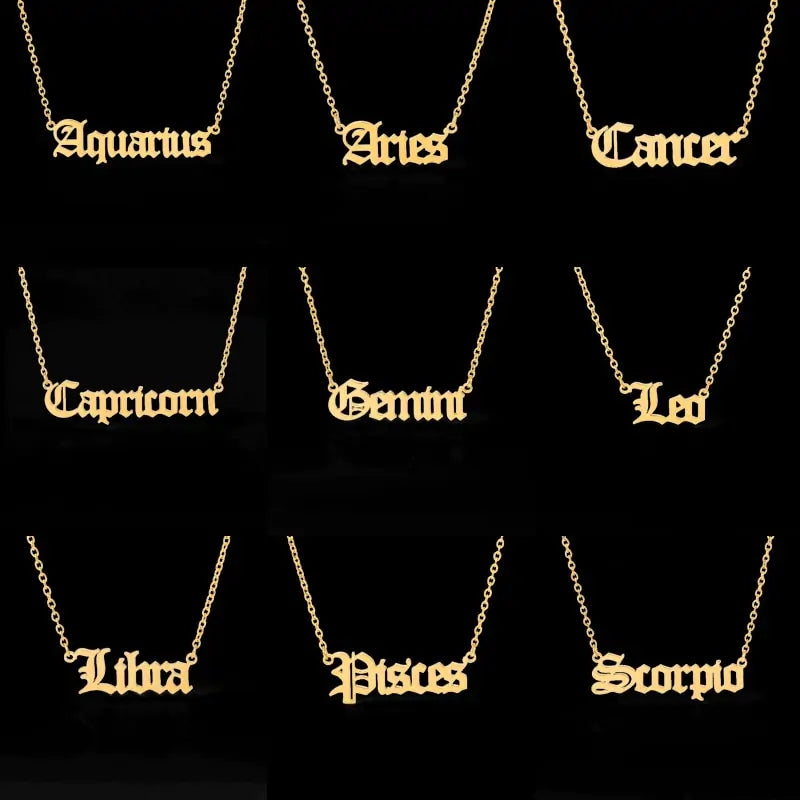 Zodiac Script Necklace