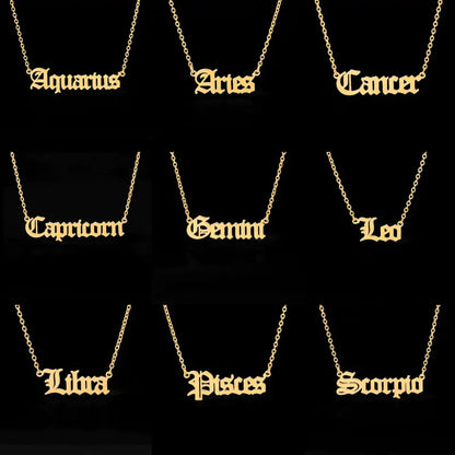 Zodiac Script Necklace