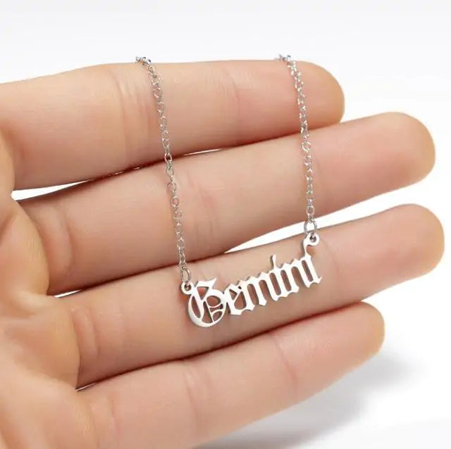 Zodiac Script Necklace