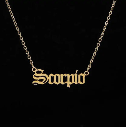 Zodiac Script Necklace