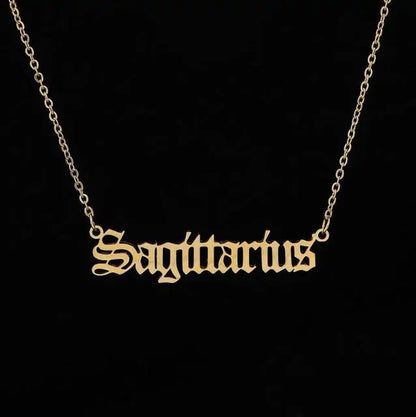 Zodiac Script Necklace