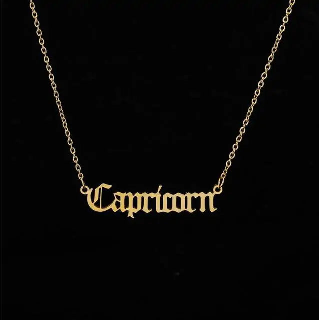 Zodiac Script Necklace