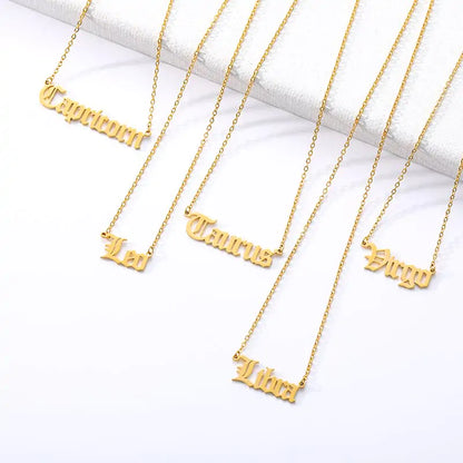 Zodiac Script Necklace